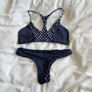 San Lorenzo Navy Blue Reversible Star Bikini Set Size S